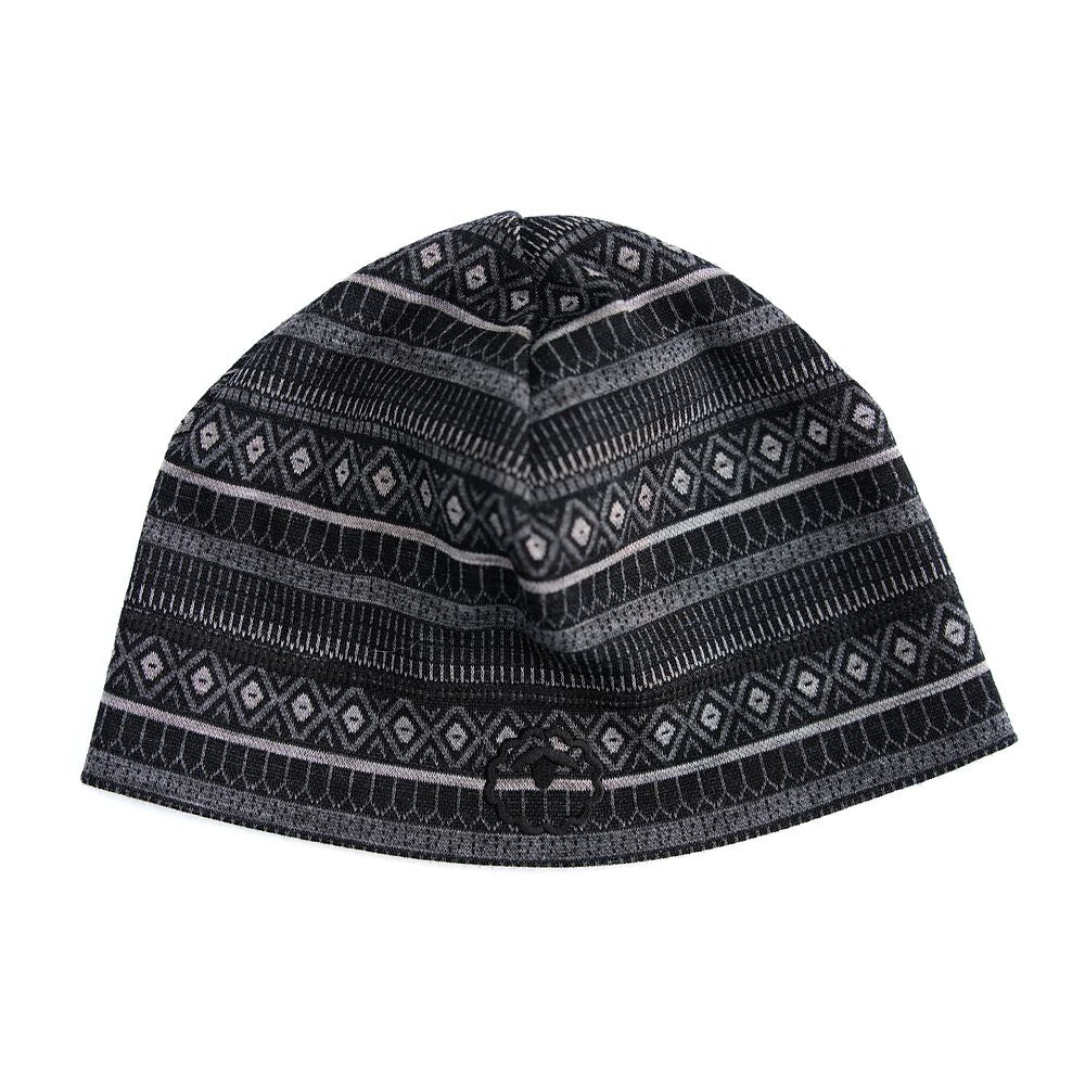 Isobaa Merino Blend 250 Fairisle Jacquard Beanie (Black/Smoke/Charcoal)