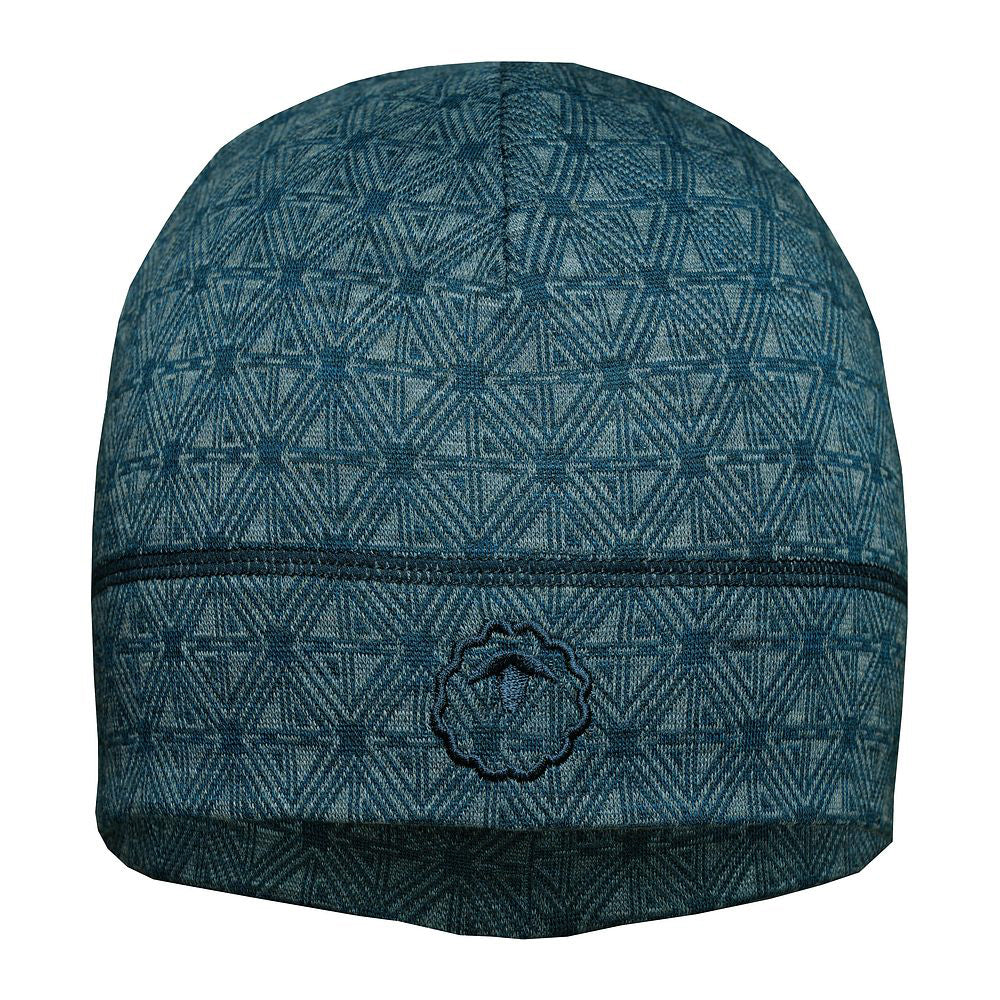 Isobaa Merino Blend 250 Geometric Jacquard Beanie (Petrol/Ocean)