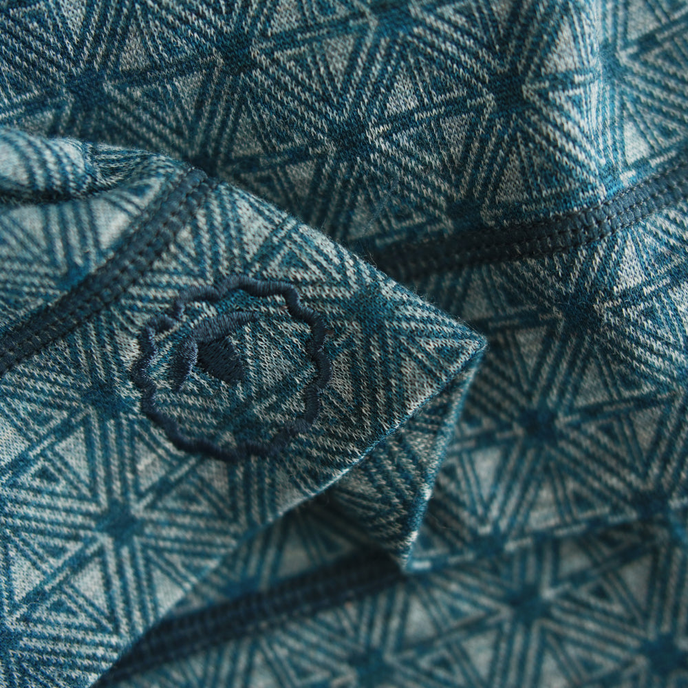 Isobaa Merino Blend 250 Geometric Jacquard Beanie (Petrol/Ocean)