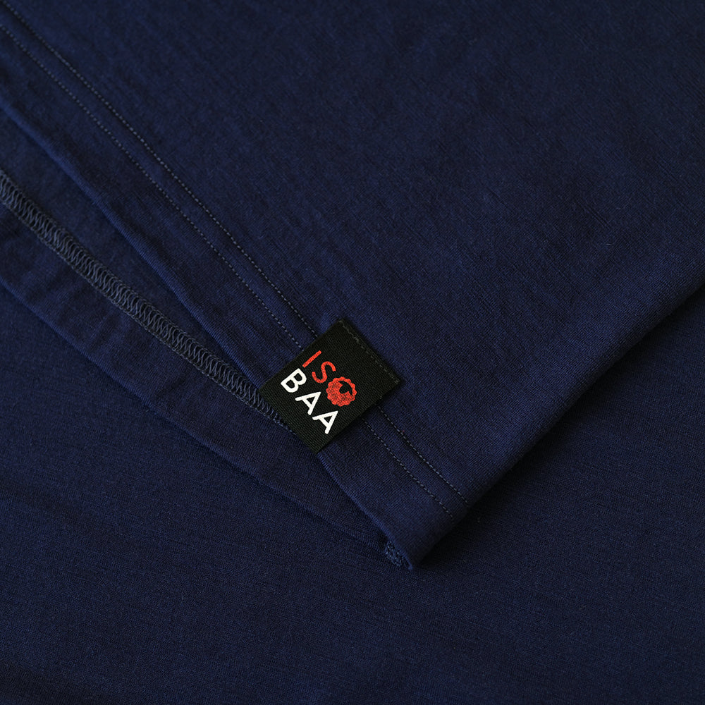 Isobaa | Mens 160 Merino Active Long Sleeve Crew (Navy) | Elevate your active wardrobe with our Men's 160 Merino Active Long Sleeve Crew, expertly crafted from 160g 18.5 micron superfine merino wool