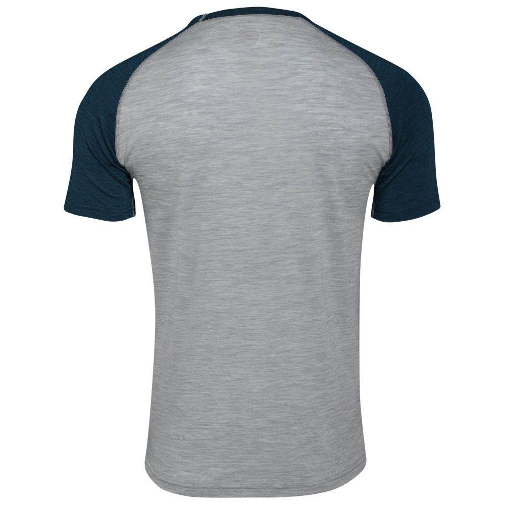 Isobaa | Mens Merino 150 Raglan Baseball Tee (Cloud/Petrol) | Layer for adventure with Isobaa's superfine Merino Tee.