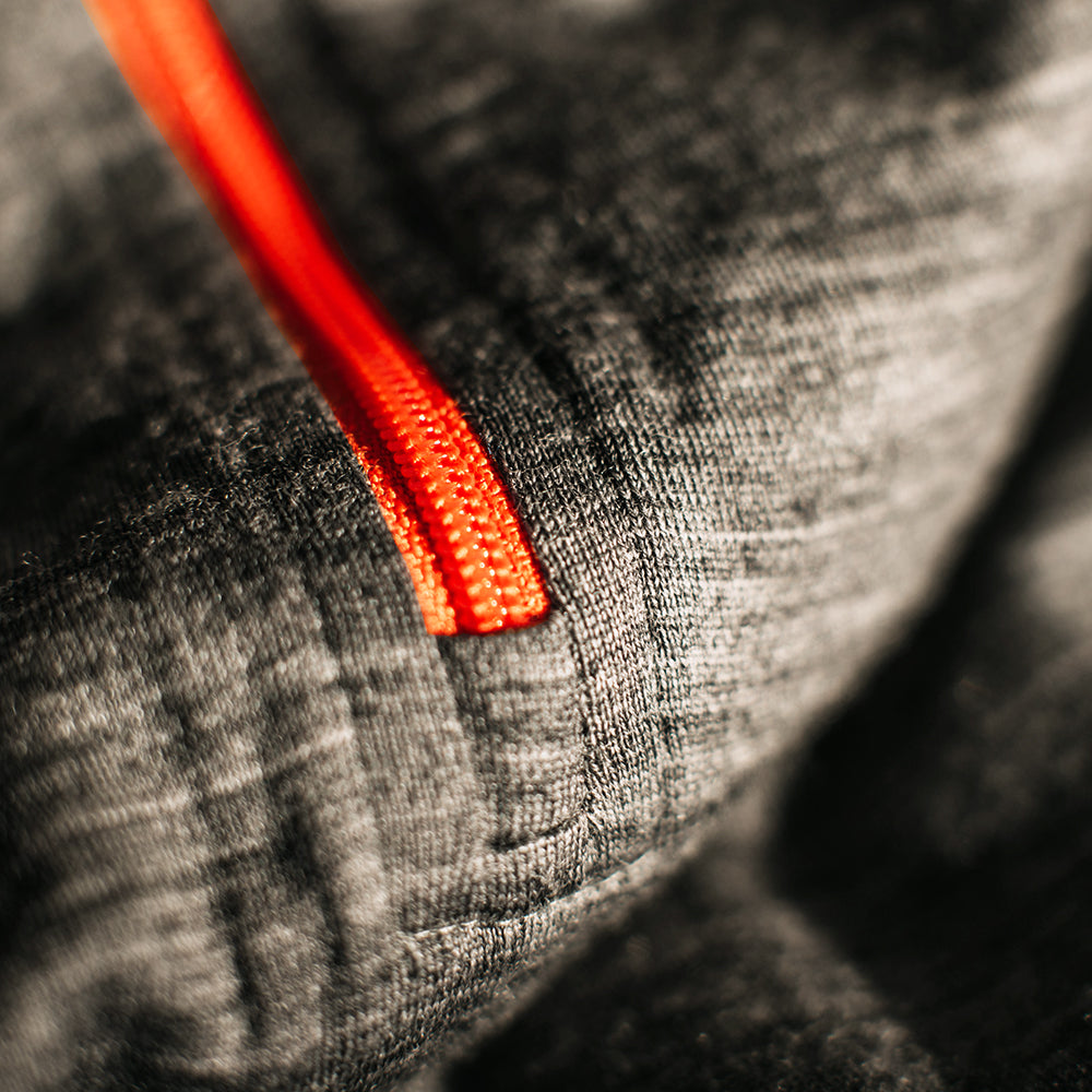 Isobaa | Mens Merino 200 Zip Neck Hoodie (Charcoal) | The ultimate 200gm Merino wool hoodie.