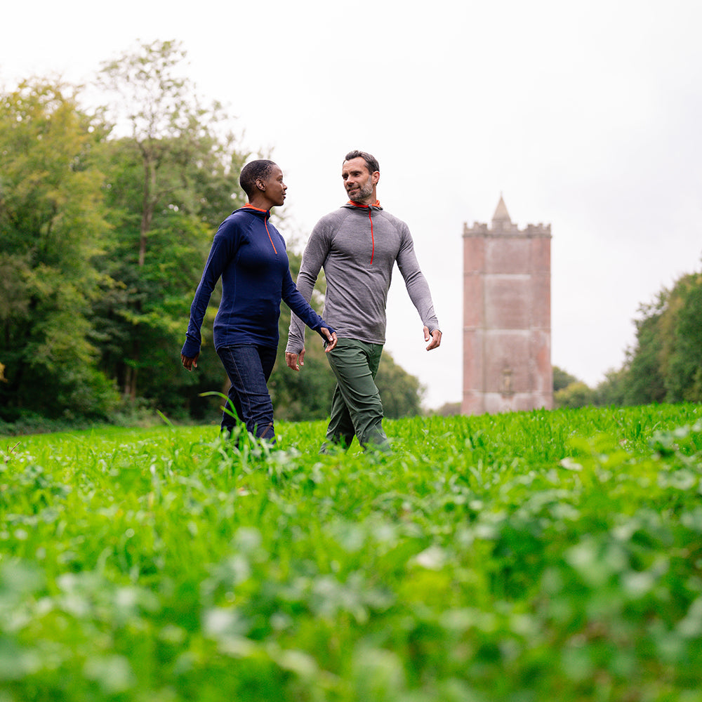 Isobaa | Mens Merino 200 Zip Neck Hoodie (Charcoal) | The ultimate 200gm Merino wool hoodie. | Model: Ben