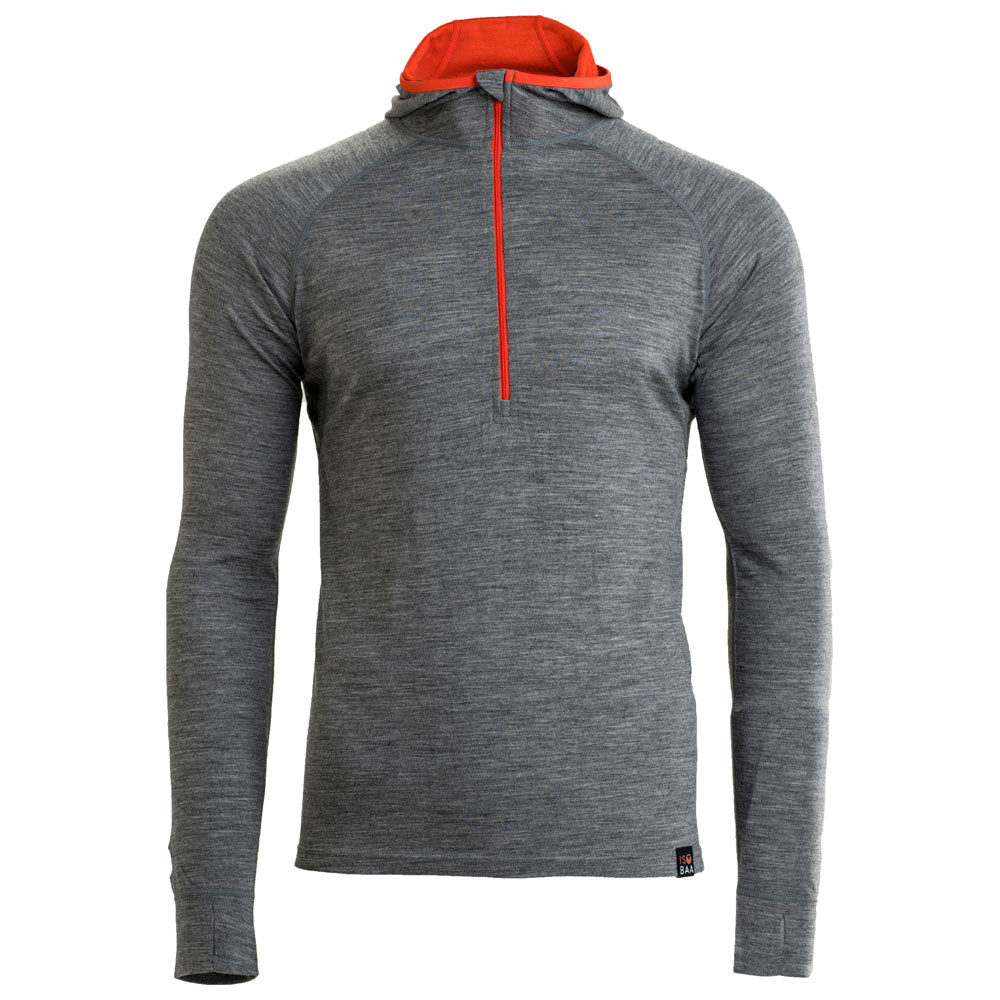 Isobaa | Mens Merino 200 Zip Neck Hoodie (Charcoal) | The ultimate 200gm Merino wool hoodie.