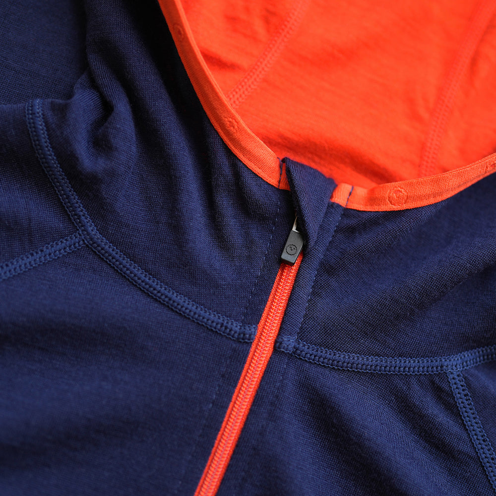 Isobaa | Mens Merino 200 Zip Neck Hoodie (Navy) | The ultimate 200gm Merino wool hoodie.