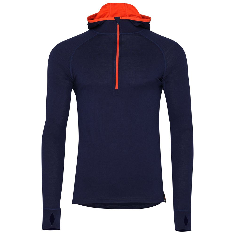 Isobaa | Mens Merino 200 Zip Neck Hoodie (Navy) | The ultimate 200gm Merino wool hoodie.