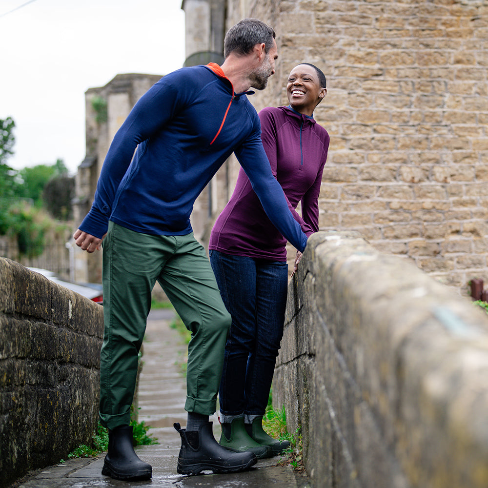 Isobaa | Mens Merino 200 Zip Neck Hoodie (Navy) | The ultimate 200gm Merino wool hoodie.