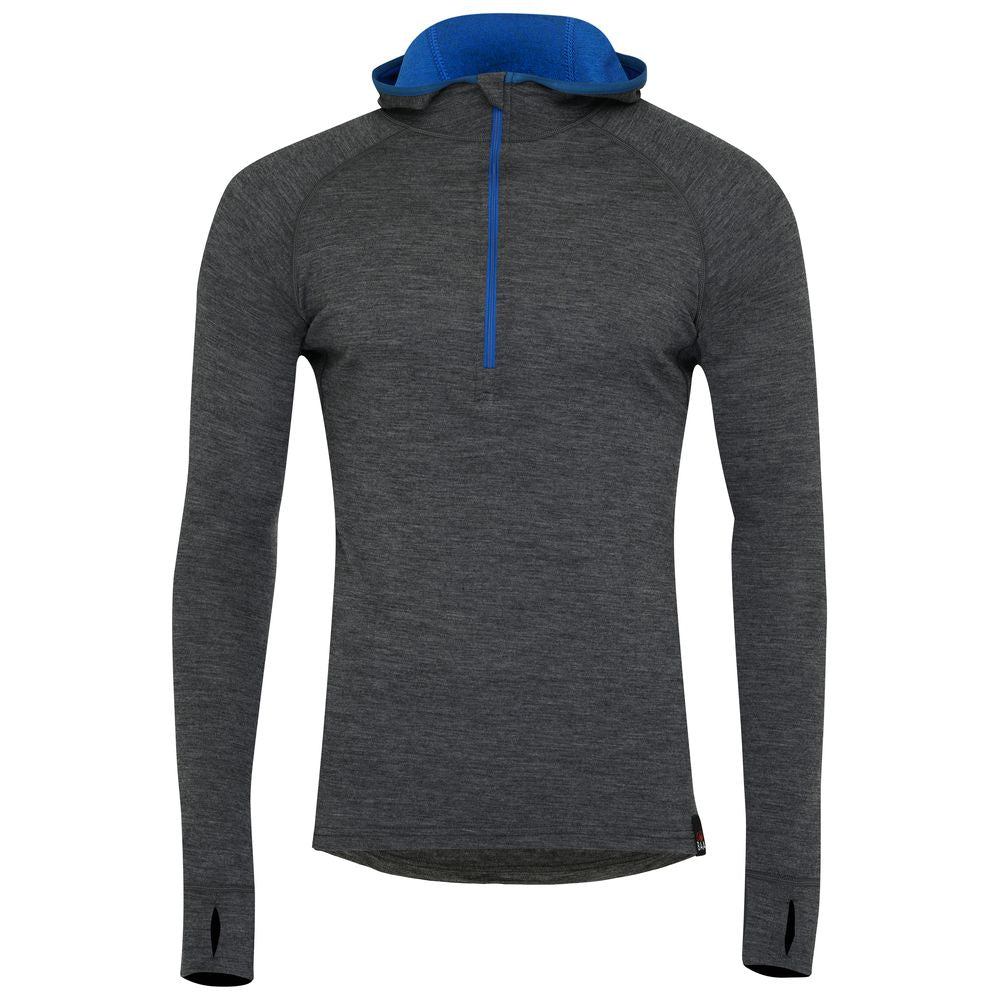 Isobaa | Mens Merino 200 Zip Neck Hoodie (Smoke) | The ultimate 200gm Merino wool hoodie.