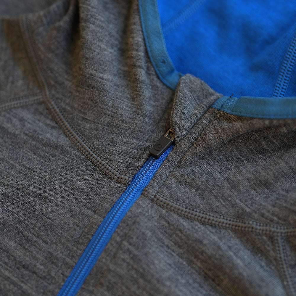 Isobaa | Mens Merino 200 Zip Neck Hoodie (Smoke) | The ultimate 200gm Merino wool hoodie.