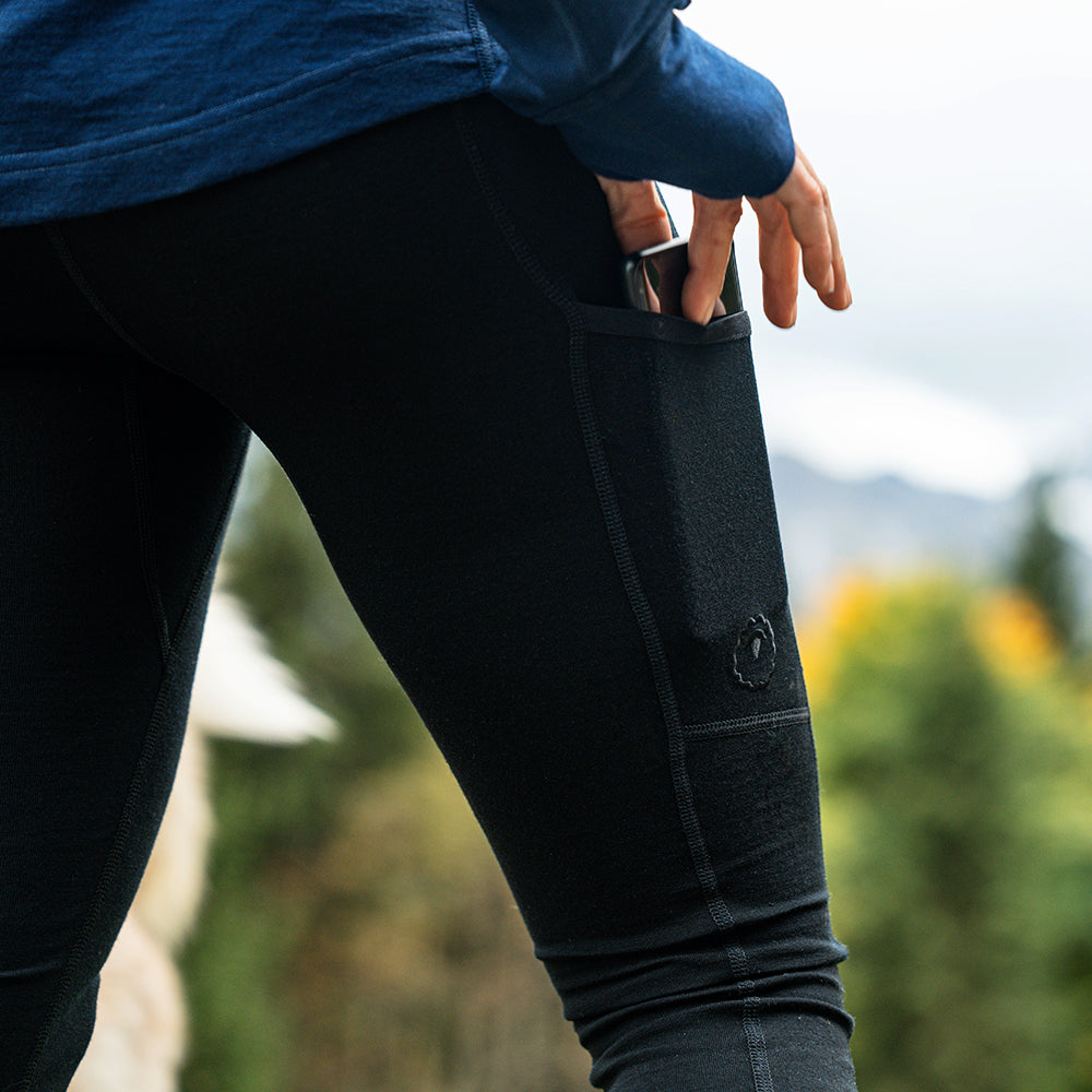 Isobaa | Womens 260 Merino Active Tights (Black) | Gear up for cold weather with the Women's 260 Merino Active Tights, designed to keep you warm, dry, and comfortable during your most demanding activities | Model: Estelle