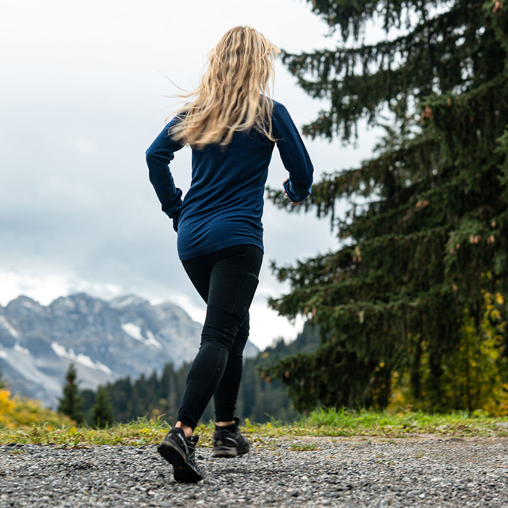 Isobaa | Womens 260 Merino Active Tights (Black) | Gear up for cold weather with the Women's 260 Merino Active Tights, designed to keep you warm, dry, and comfortable during your most demanding activities | Model: Estelle