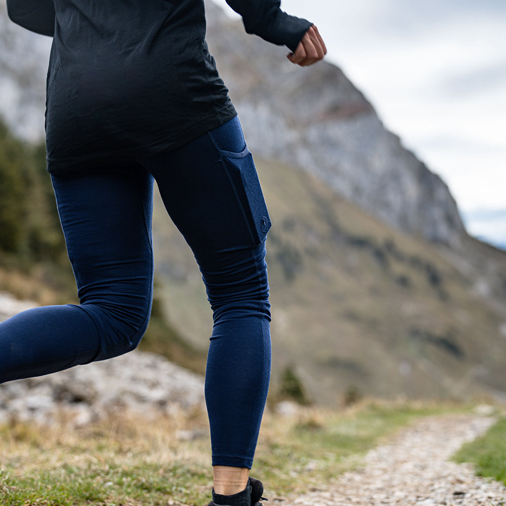 Isobaa | Womens 260 Merino Active Tights (Navy) | Gear up for cold weather with the Women's 260 Merino Active Tights, designed to keep you warm, dry, and comfortable during your most demanding activities | Model: Estelle