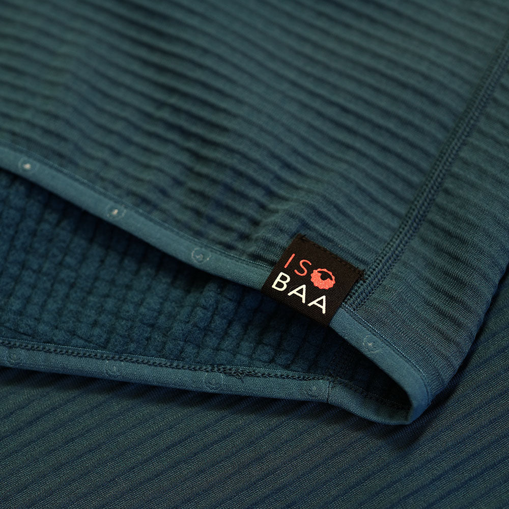 Isobaa | Womens 260 Merino Blend Grid Fleece (Petrol) | Stay warm and comfortable during your cold-weather activities with the 260 Merino Blend Grid Fleece Half Zip