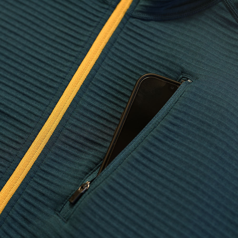 Isobaa | Womens 260 Merino Blend Grid Fleece (Petrol) | Stay warm and comfortable during your cold-weather activities with the 260 Merino Blend Grid Fleece Half Zip