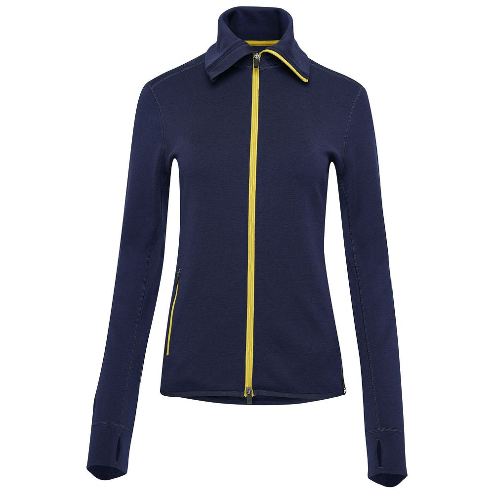 Isobaa | Womens 320 Merino Full Zip (Navy/Lime) | Step into a new level of comfort and versatility with our 320 Merino Full Zip Jacket