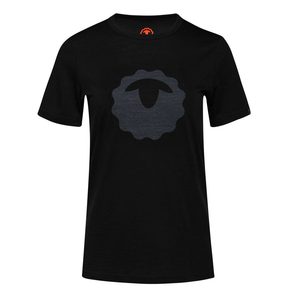 Isobaa | Womens Merino 150 Emblem Tee (Black/Charcoal) | Conquer trails and city streets in comfort with Isobaa's superfine Merino T-Shirt.