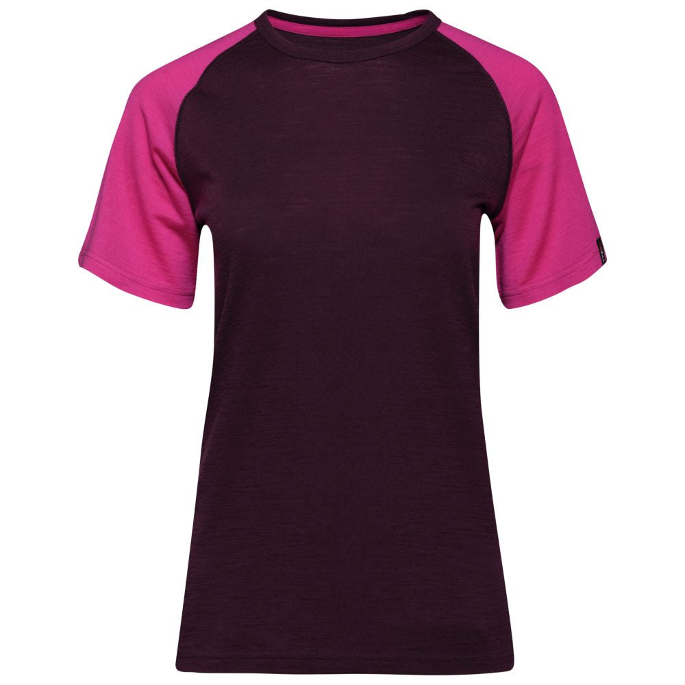 Isobaa | Womens Merino 150 Raglan Baseball Tee (Wine/Fuchsia) | Layer for adventure with Isobaa's superfine Merino Tee.