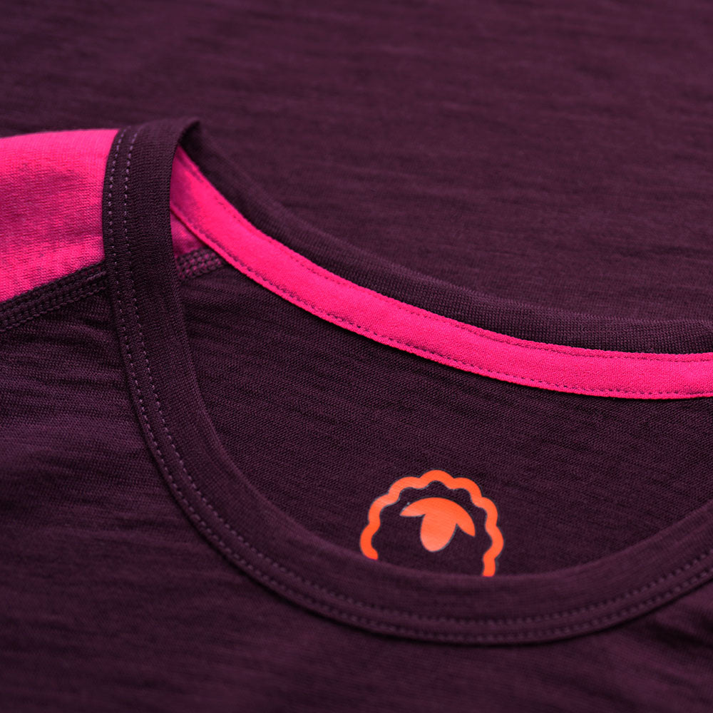 Isobaa | Womens Merino 150 Raglan Baseball Tee (Wine/Fuchsia) | Layer for adventure with Isobaa's superfine Merino Tee.