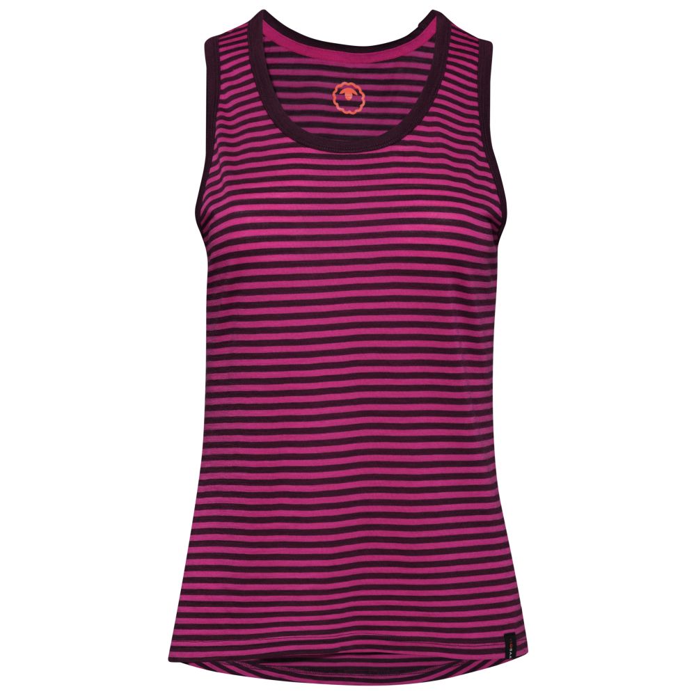 Isobaa | Womens Merino 150 Vest (Stripe Wine/Fuchsia) | Be ready for any adventure with Isobaa's superfine Merino sleeveless Vest.