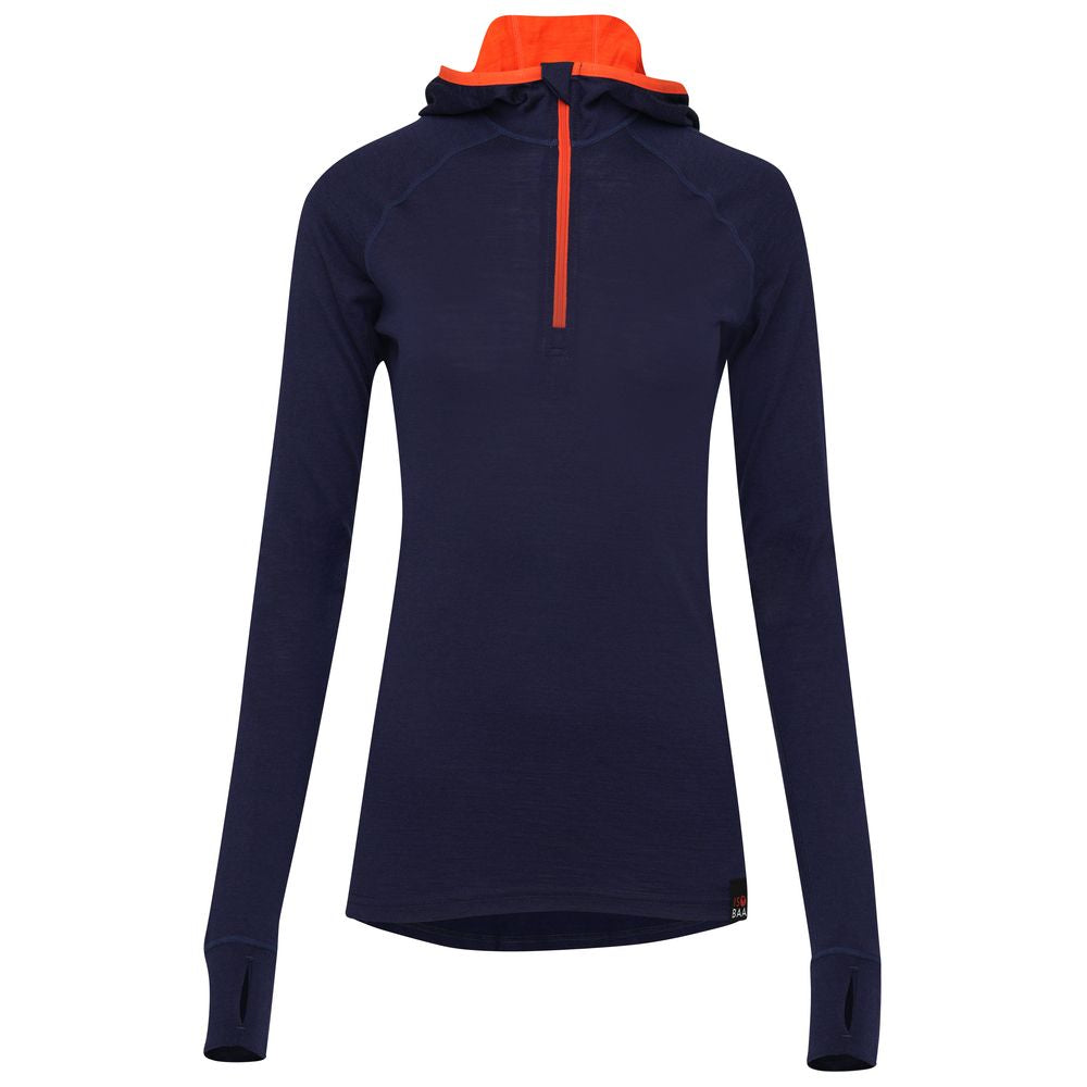 Isobaa | Womens Merino 200 Zip Neck Hoodie (Navy) | The ultimate 200gm Merino wool hoodie.