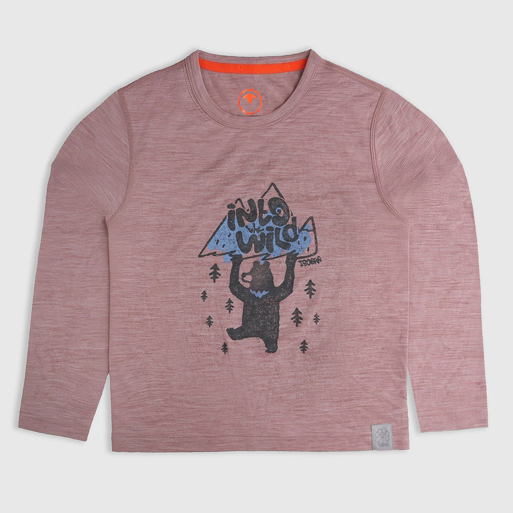 Kids Merino 150 Into The Wild LS Tee (Burlwood)