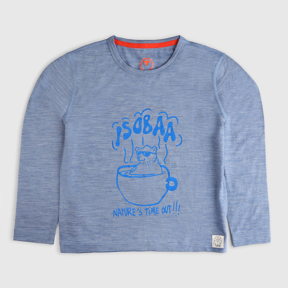 Kids Merino 150 Natures Time Out LS Tee (Sky)