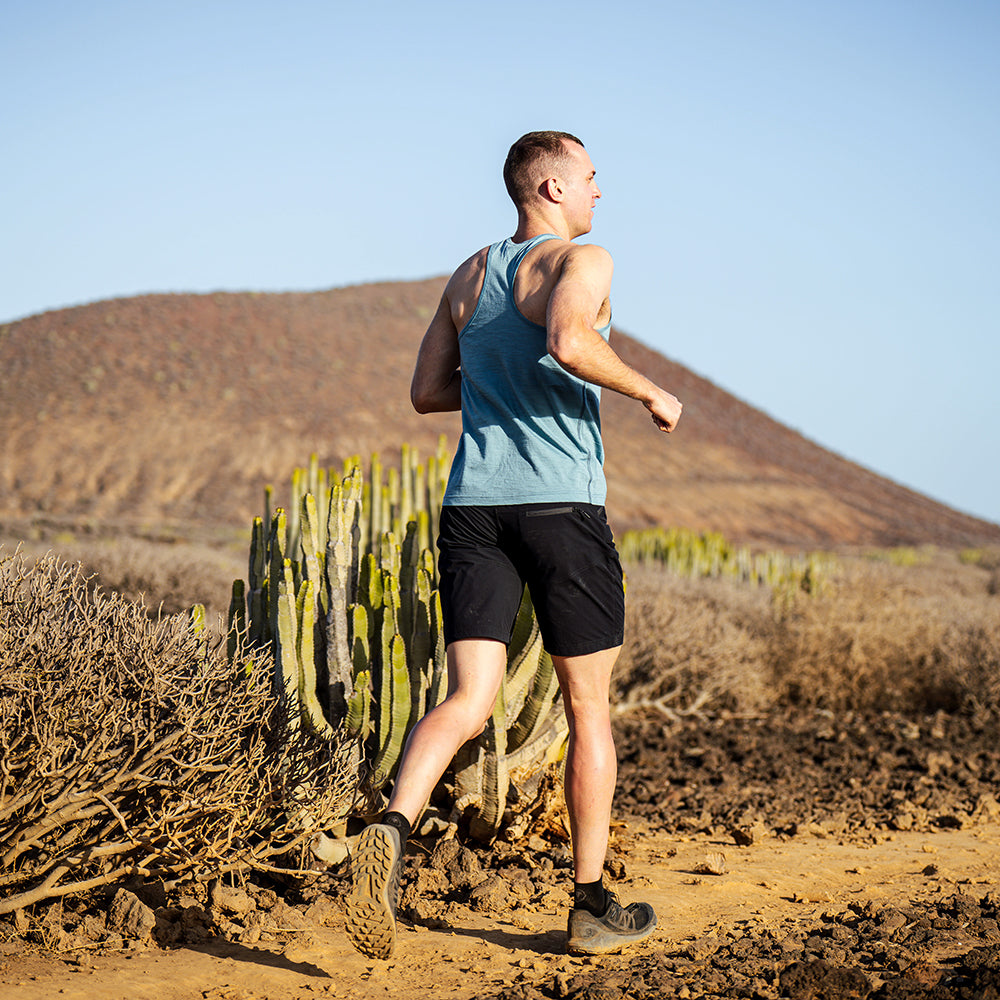 Mens 120 Ultrafine Racer Vest (Lagoon) | Model: Barnaby
