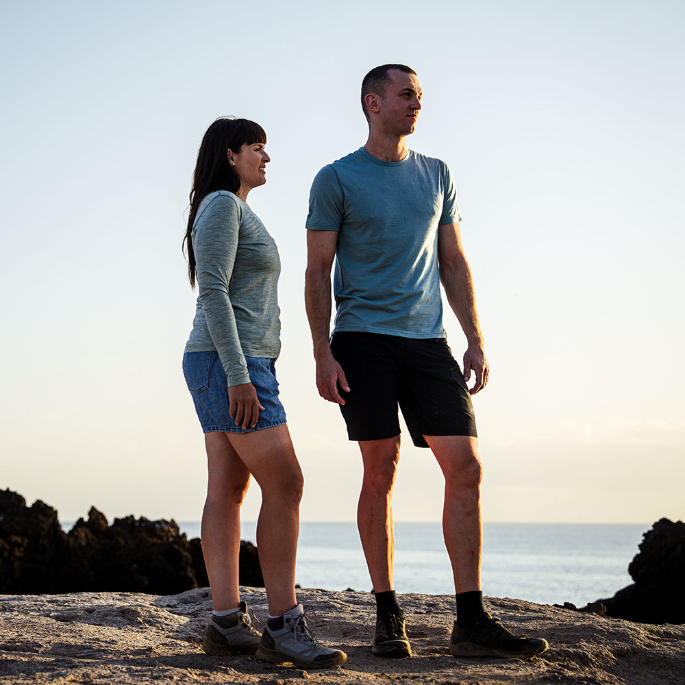 Mens 120 Ultrafine SS Crew (Lagoon) | Model: Barnaby