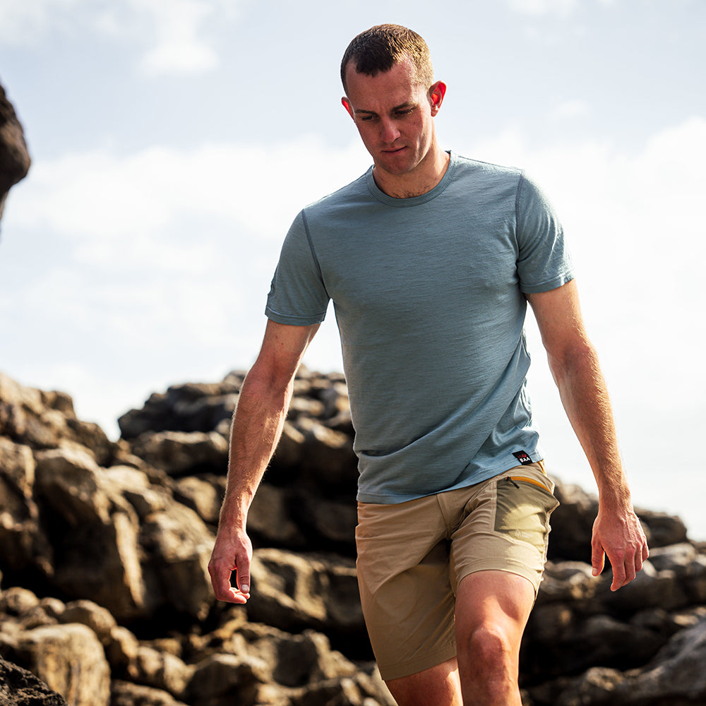 Mens 120 Ultrafine SS Crew (Lagoon) | Model: Barnaby