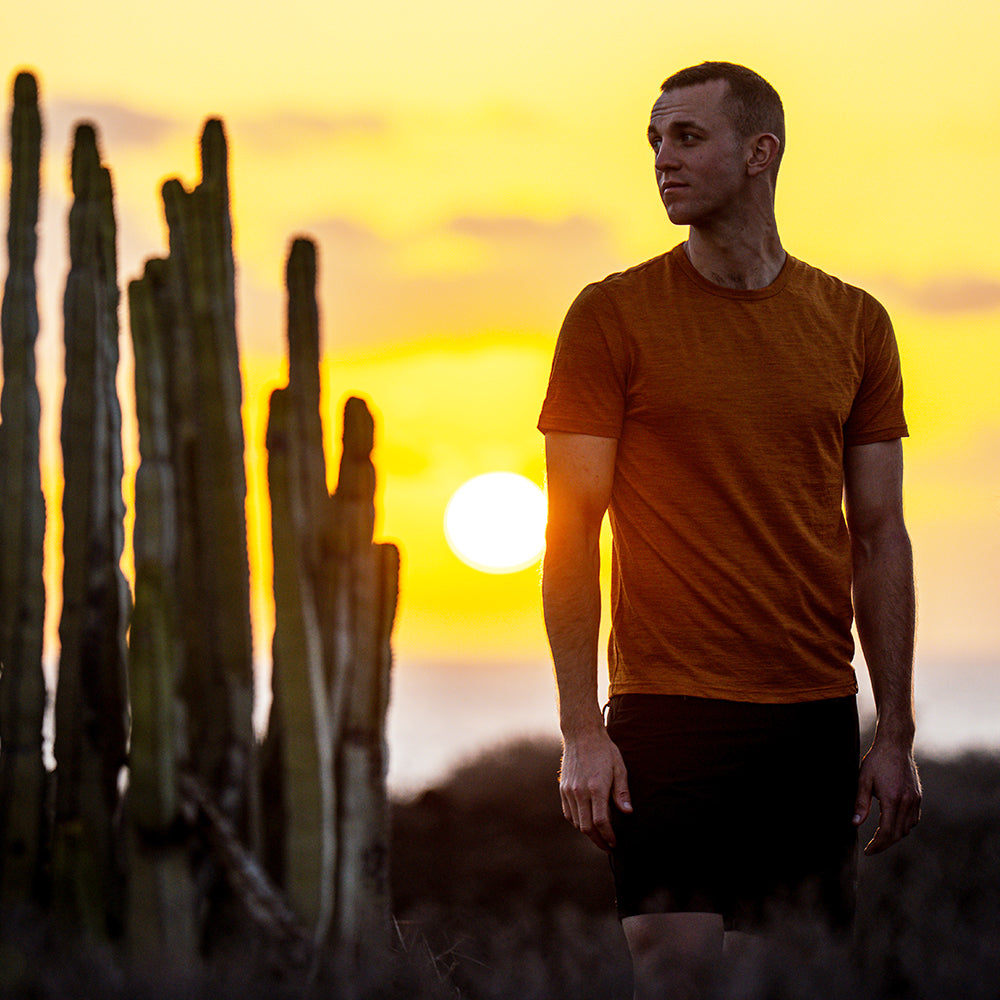 Mens 120 Ultrafine SS Crew (Spice) | Model: Barnaby