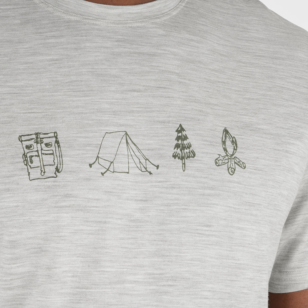 Mens Merino 150 Camping Relaxed Tee (Jute/Olive)