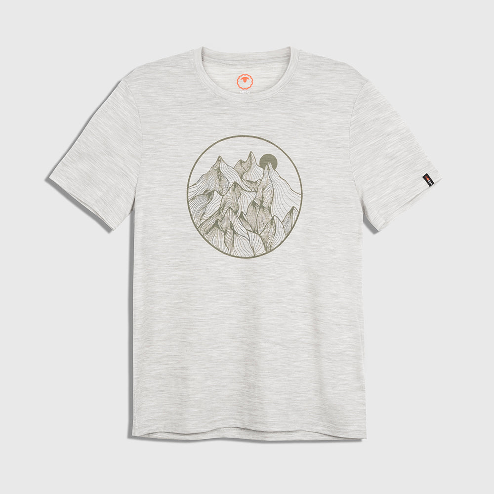 Mens Merino 150 Mountains Tee (Jute/Olive)