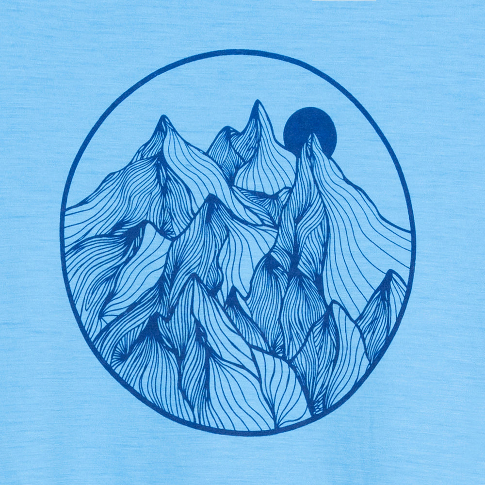 Mens Merino 150 Mountains Tee (Malibu/Navy)
