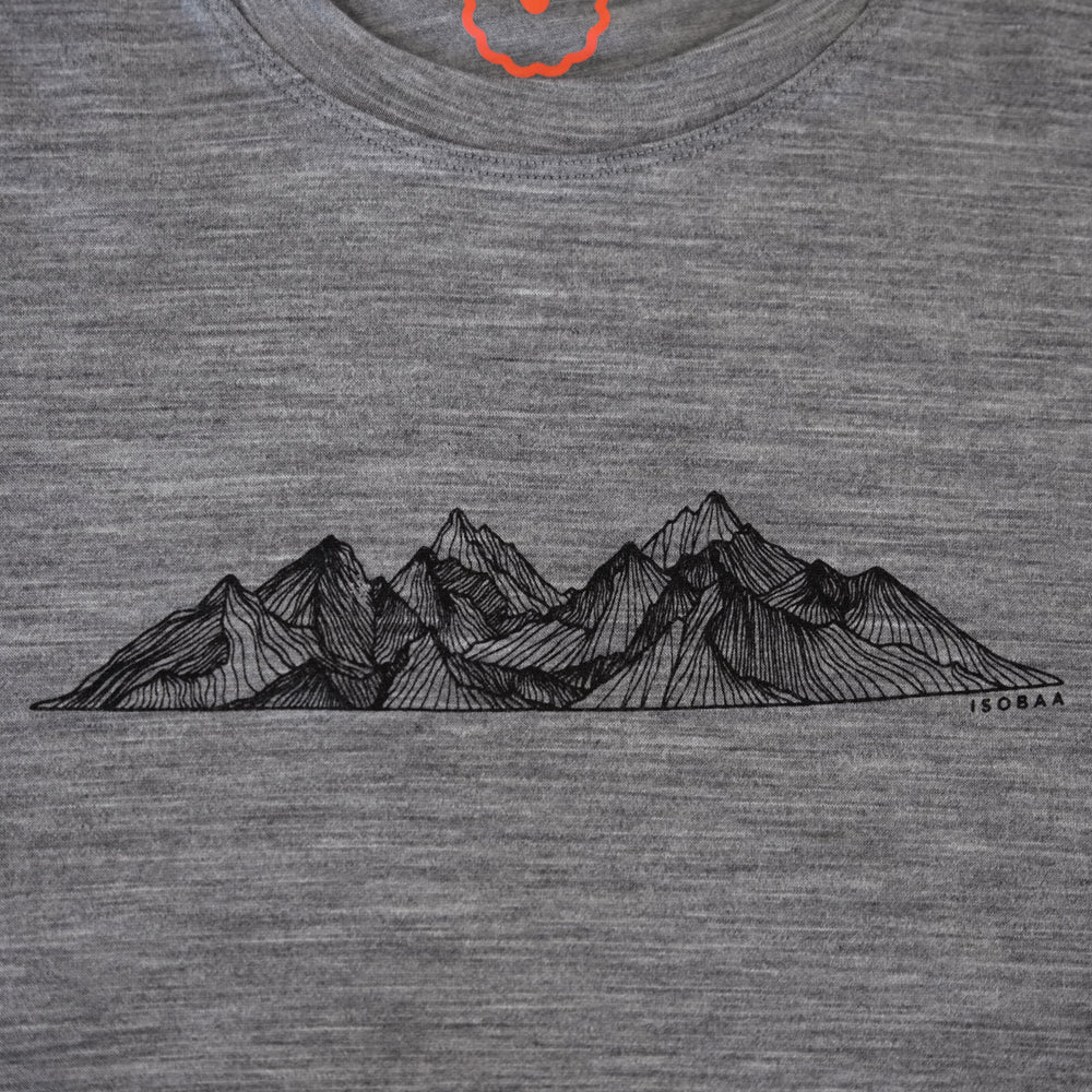 Isobaa Mens Merino 150 Peaks T-Shirt (Charcoal Melange/Black)