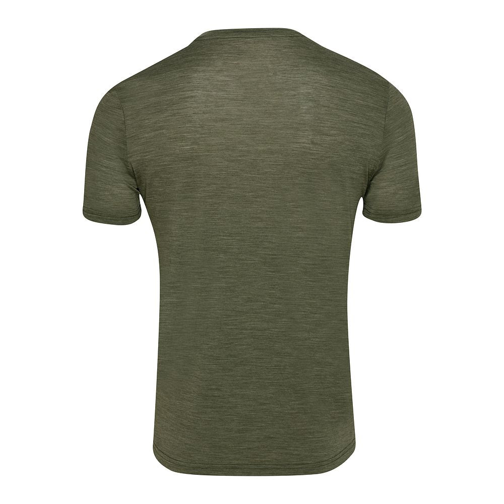 Isobaa Mens Merino 150 Peaks T-Shirt (Olive Melange/Navy)