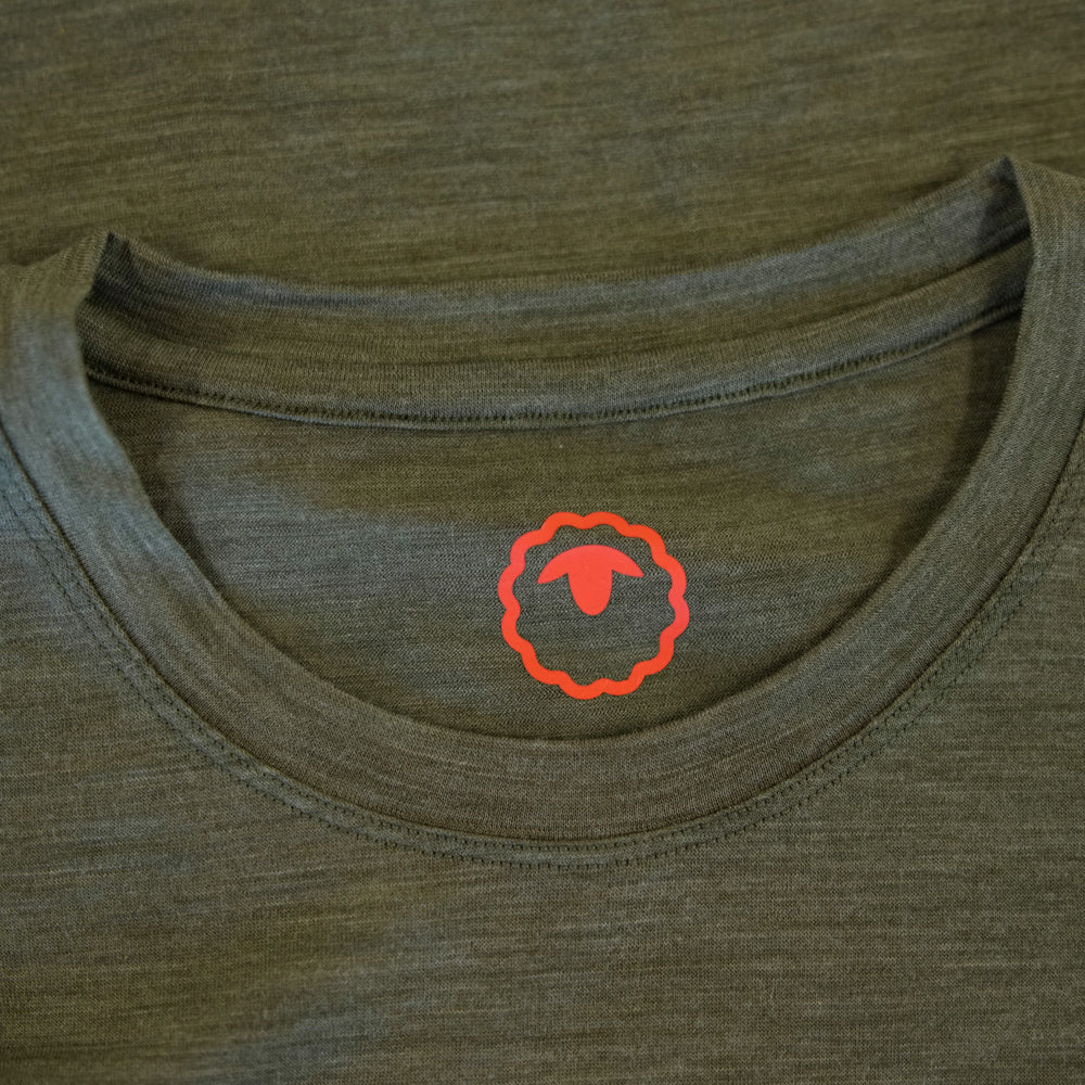 Isobaa Mens Merino 150 Peaks T-Shirt (Olive Melange/Navy)