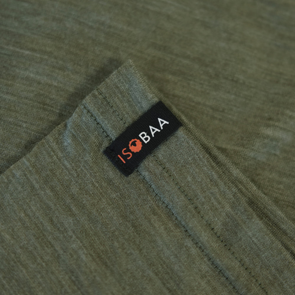 Isobaa Mens Merino 150 Sunset T-Shirt (Olive Melange/Black)