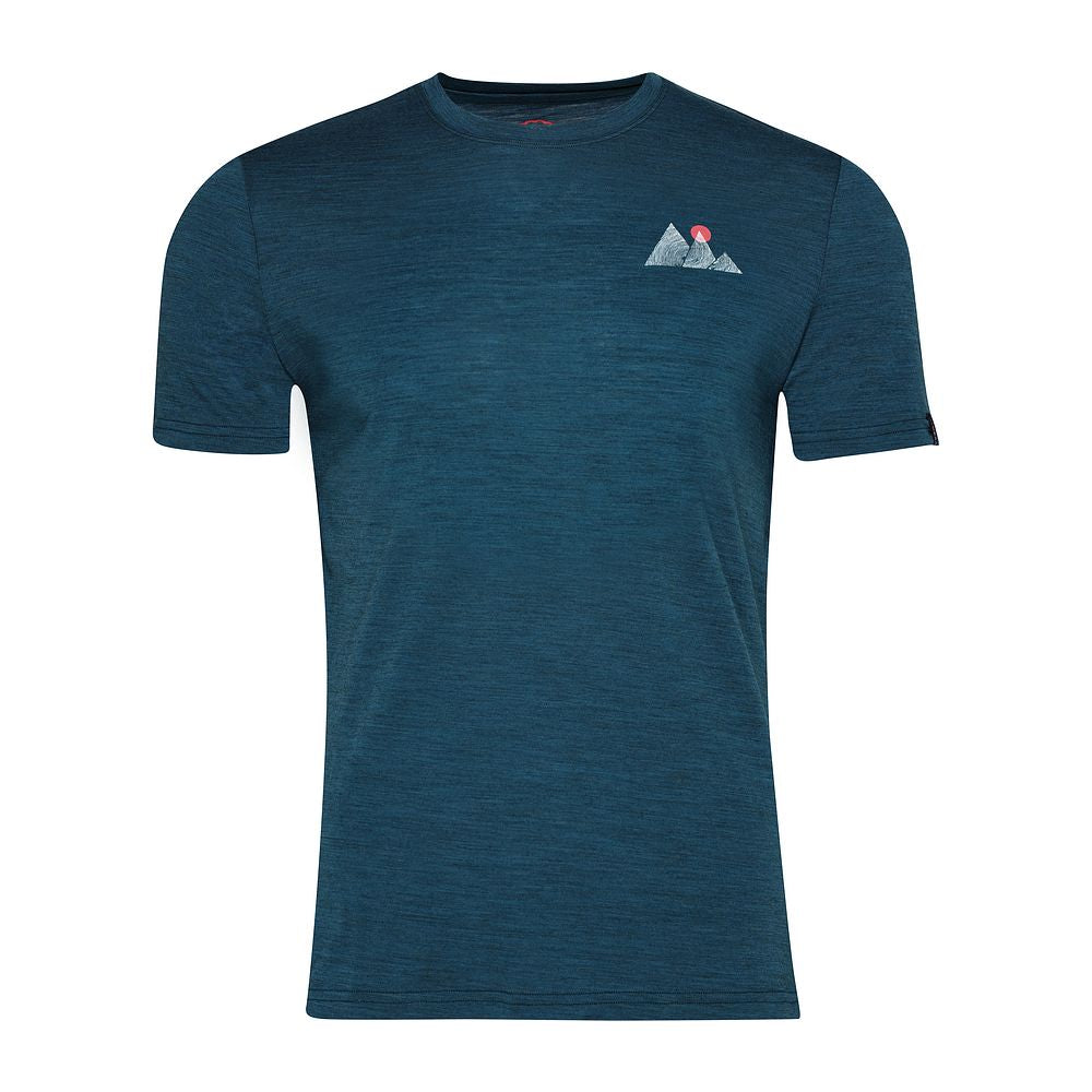 Isobaa Mens Merino 150 Sunset T-Shirt (Petrol/White)