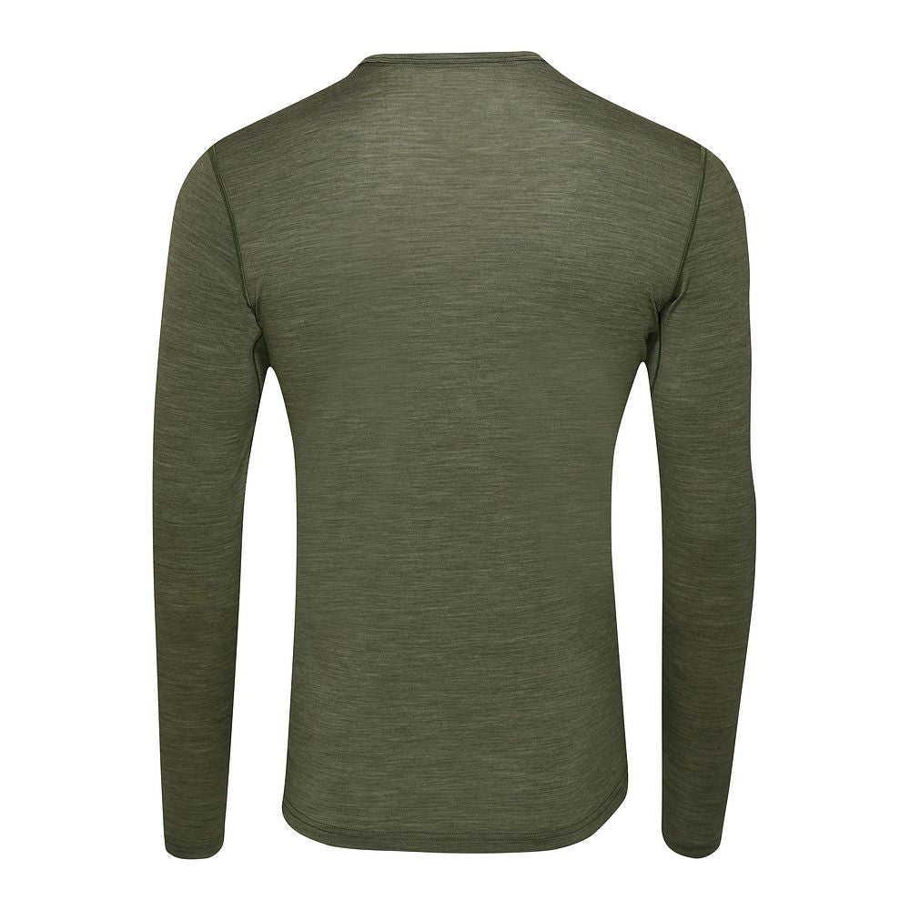 Isobaa Mens Merino 180 Long Sleeve Crew (Olive/Melange)