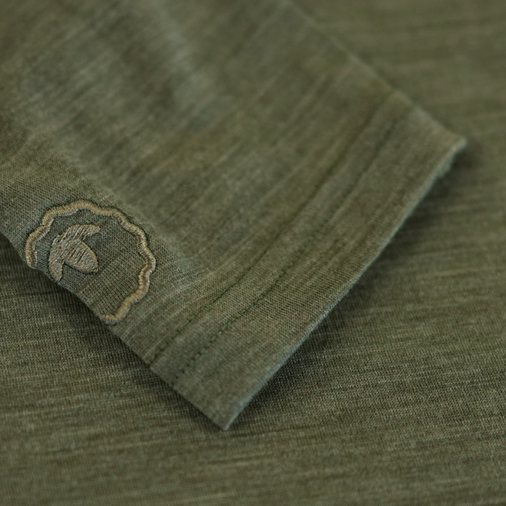 Isobaa Mens Merino 180 Long Sleeve Crew (Olive/Melange)