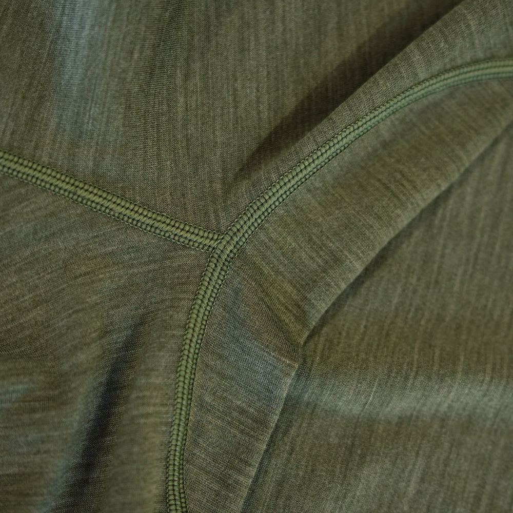 Isobaa Mens Merino 180 Long Sleeve Crew (Olive/Melange)