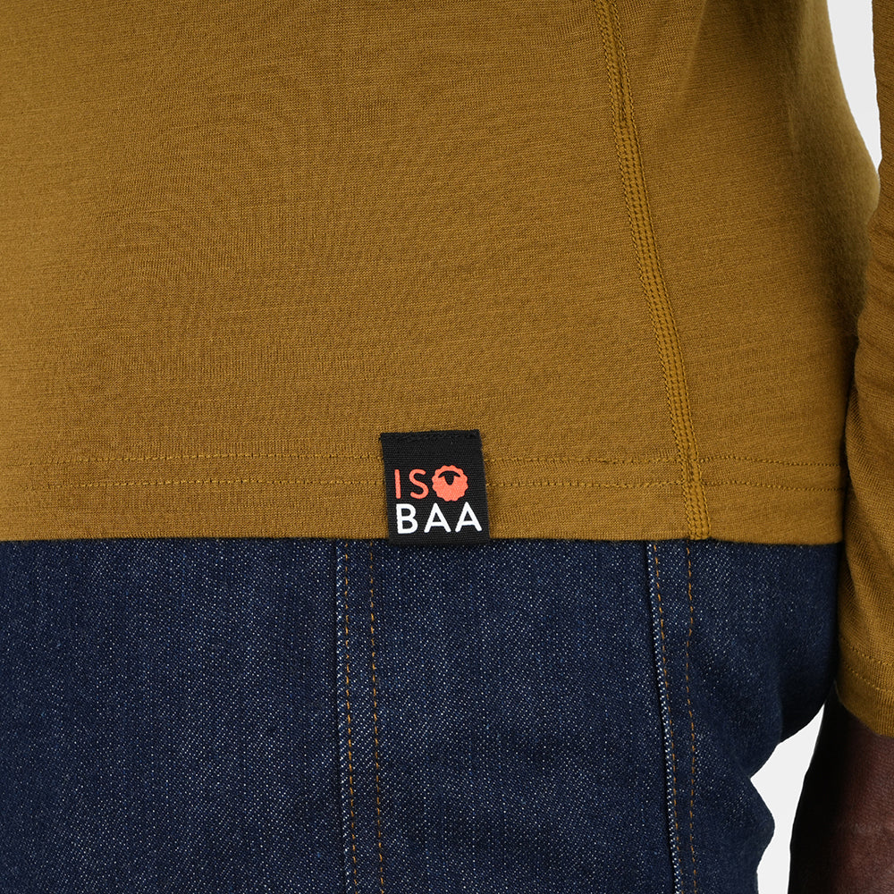 Mens Merino 180 Long Sleeve Crew (Dull Gold)