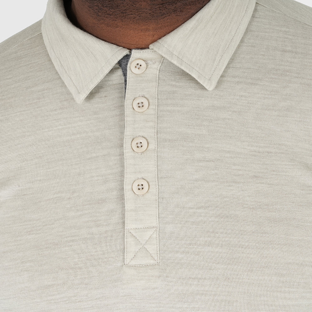 Mens Merino 180 Short Sleeve Polo Shirt (Jute Melange/Charcoal)