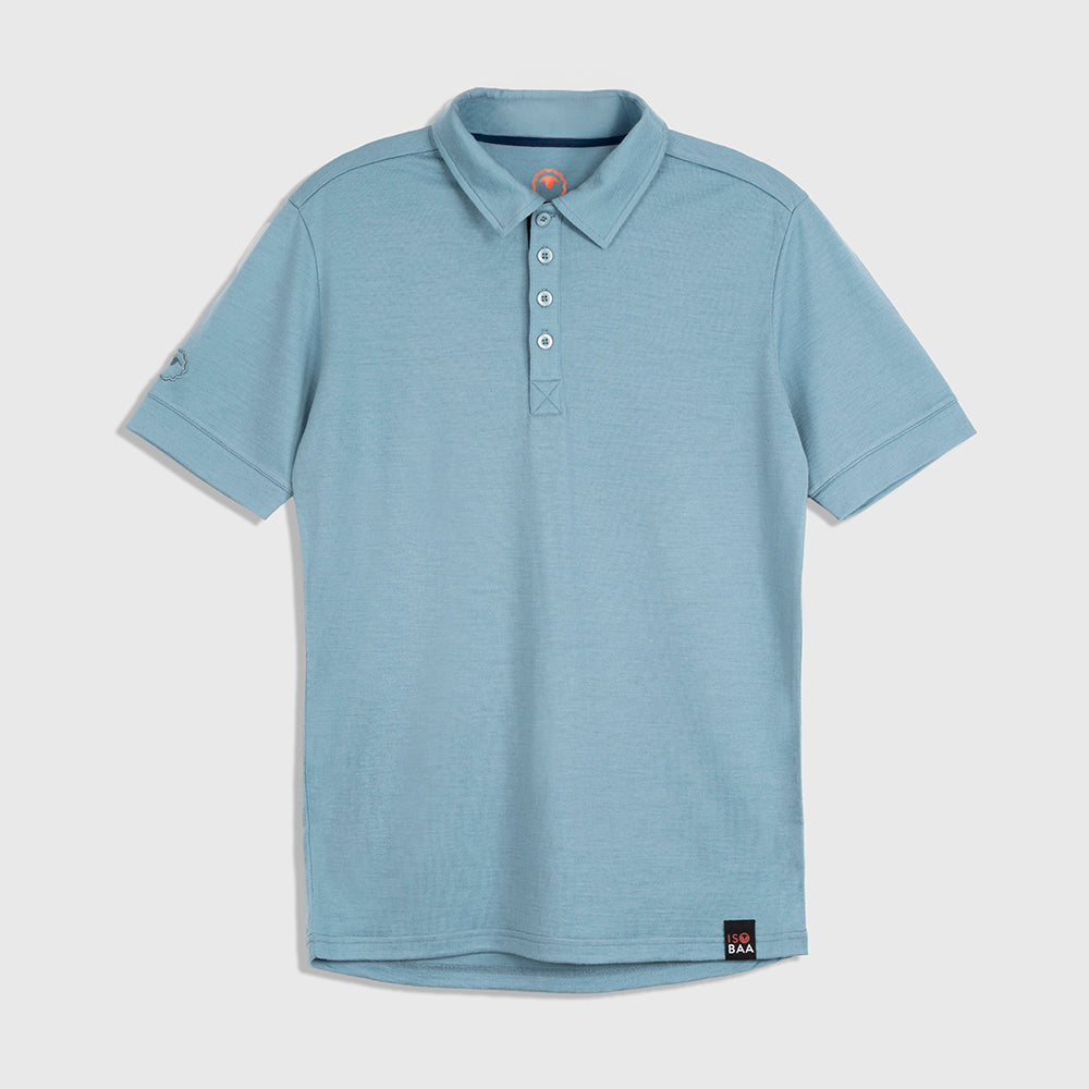 Mens Merino 180 Short Sleeve Polo Shirt (Lagoon/Navy)