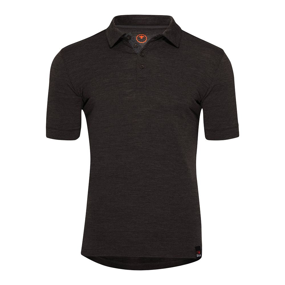 Isobaa Mens Merino 180 Short Sleeve Polo Shirt (Chocolate Melange/Smoke)