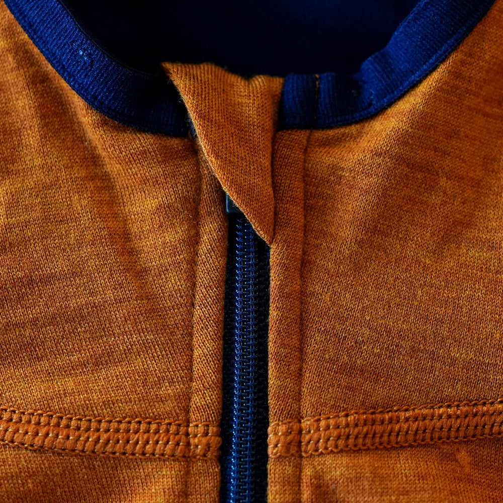 Isobaa Mens Merino 200 Zip Neck Hoodie (Spice Melange/Navy)