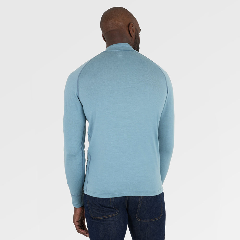 Mens Merino 200 Long Sleeve Zip Neck (Lagoon/Navy) | Model: Michael