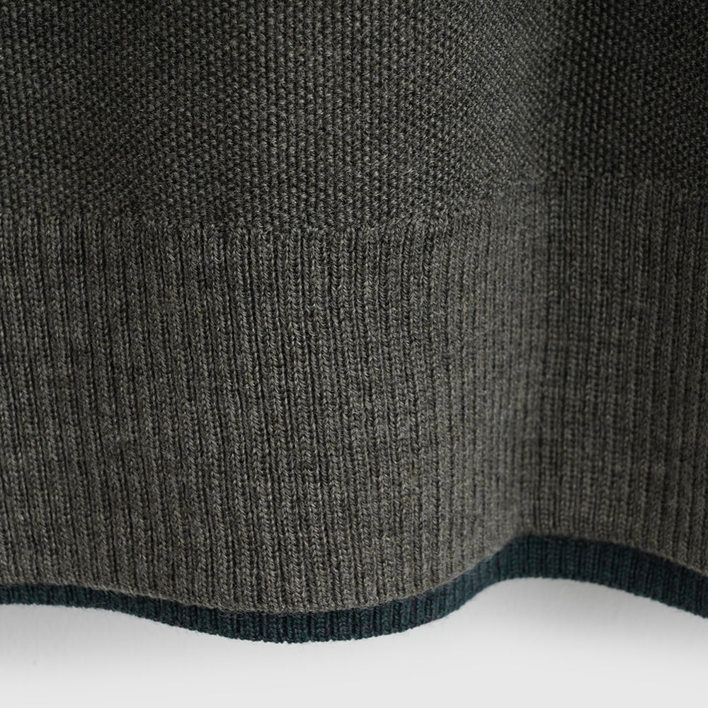 Mens Cinder Merino Moss Stitch Crew Sweater (Dark Olive)