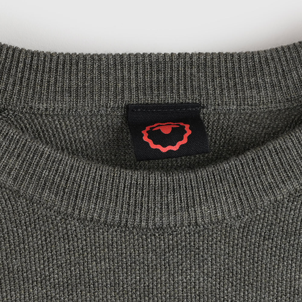Mens Cinder Merino Moss Stitch Crew Sweater (Dark Olive)