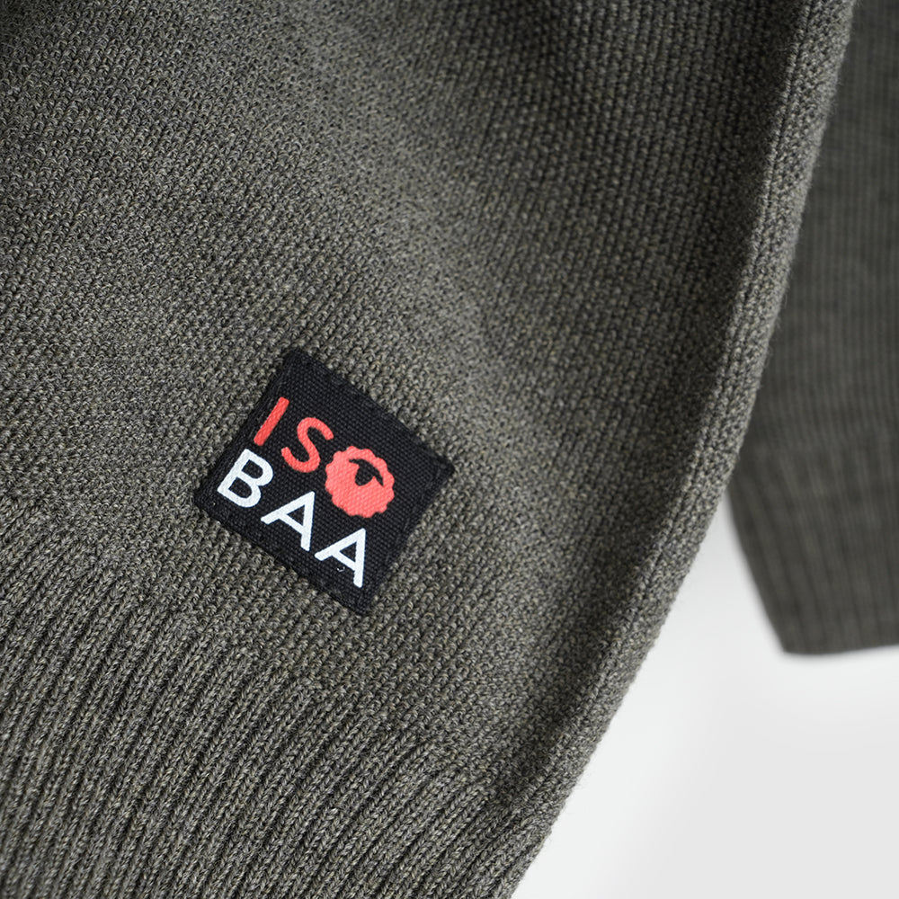 Mens Cinder Merino Moss Stitch Crew Sweater (Dark Olive)